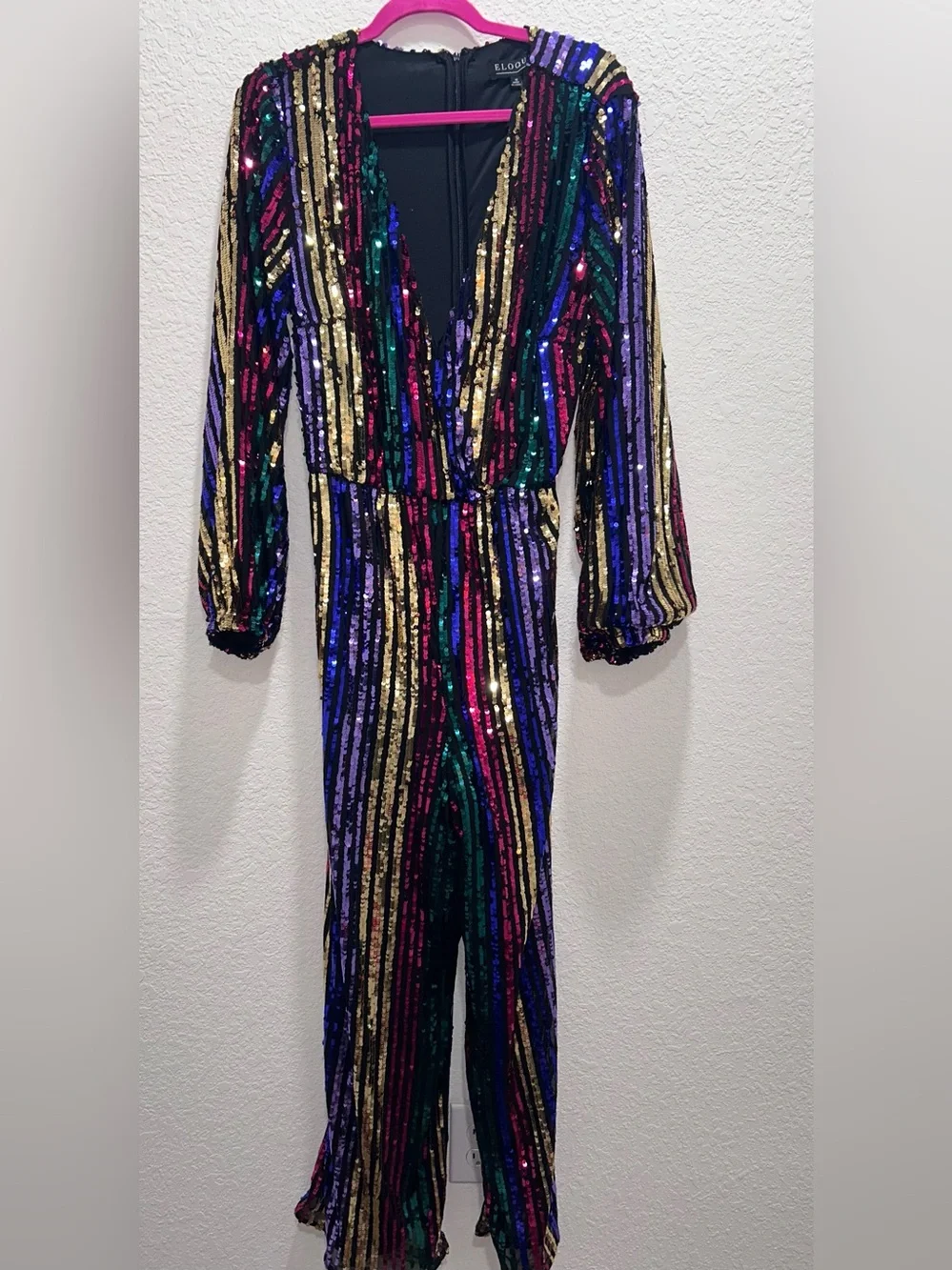 Eloquii Sequin Striped V-Neck Jumpsuit - Multi NWT size 16